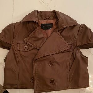 BCBG Max Azria leather crop blazer